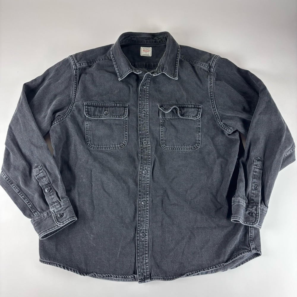 Old Navy Shirt Mens XL Black Workwear Rugged Denim Button Up Long Sleeve Faded